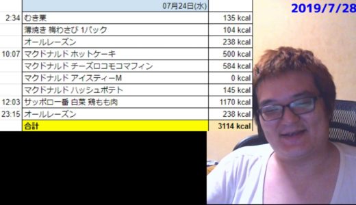 【ダイエット】129kg→71kgへの挑戦（30） 2019/07/21～2019/07/27