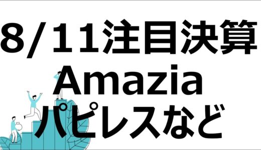Amazia ・GMOフィナンシャルゲート・パピレス注目株決算。